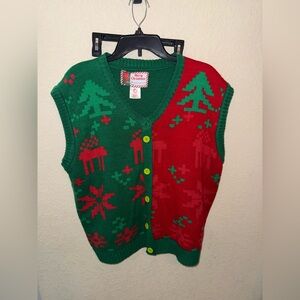 Green & Red Holiday Knit Vest